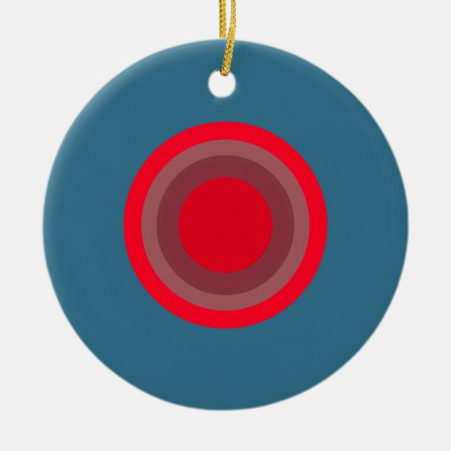 red blue contrast bullseye ceramic ornament (Front)