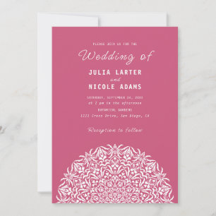 Red & Blue Coral Reef Marble Stone Mandala Wedding Invitation