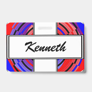 Red & Blue Counter Spiral by Kenneth Yoncich Badge