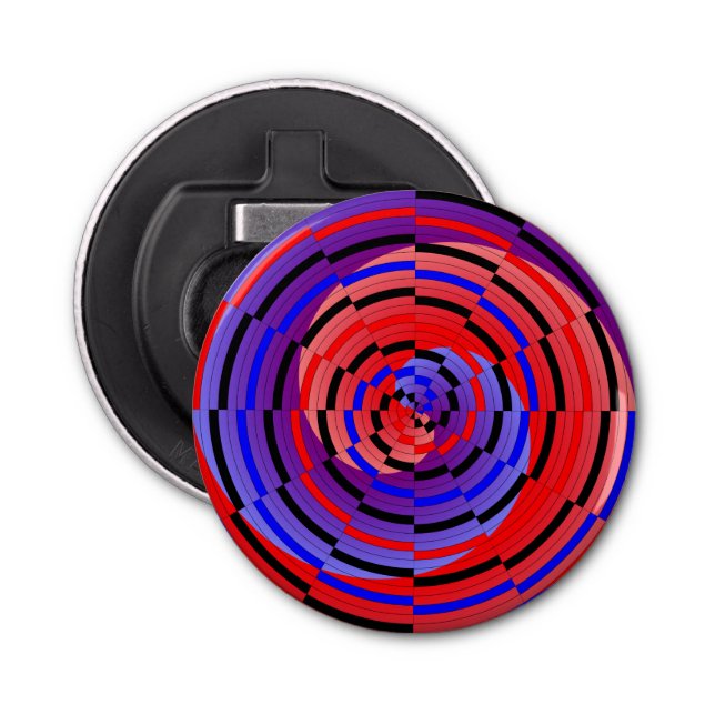 Red & Blue Counter Spiral by Kenneth Yoncich Bottle Opener (Front)