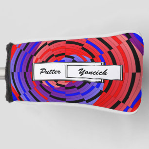 Red & Blue Counter Spiral by Kenneth Yoncich Golf Head Cover