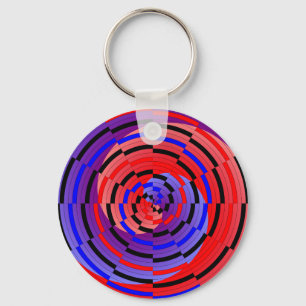 Red & Blue Counter Spiral by Kenneth Yoncich Keychain