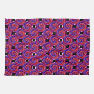 Red & Blue Counter Spiral by Kenneth Yoncich Kitchen Towel