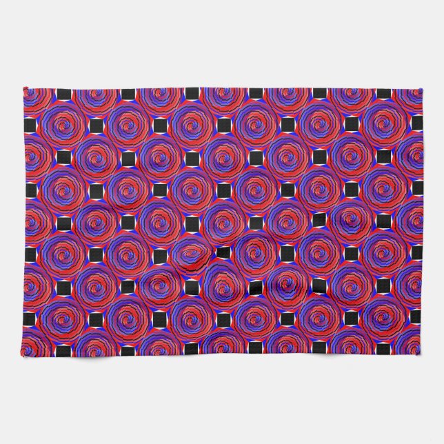 Red & Blue Counter Spiral by Kenneth Yoncich Kitchen Towel (Horizontal)