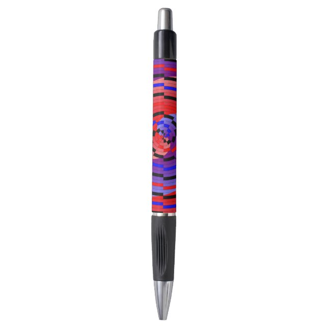 Red & Blue Counter Spiral by Kenneth Yoncich Pen (Front Vertical)