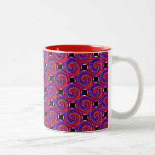 Red & Blue Counter Spiral by Kenneth Yoncich Two-Tone Coffee Mug