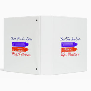 Red blue crayons best teacher ever add year name binder