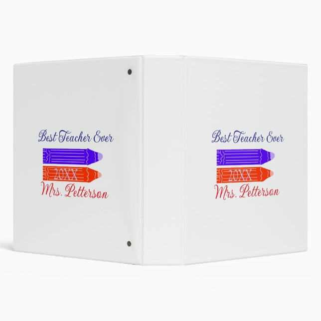 Red blue crayons best teacher ever add year name binder (Background)