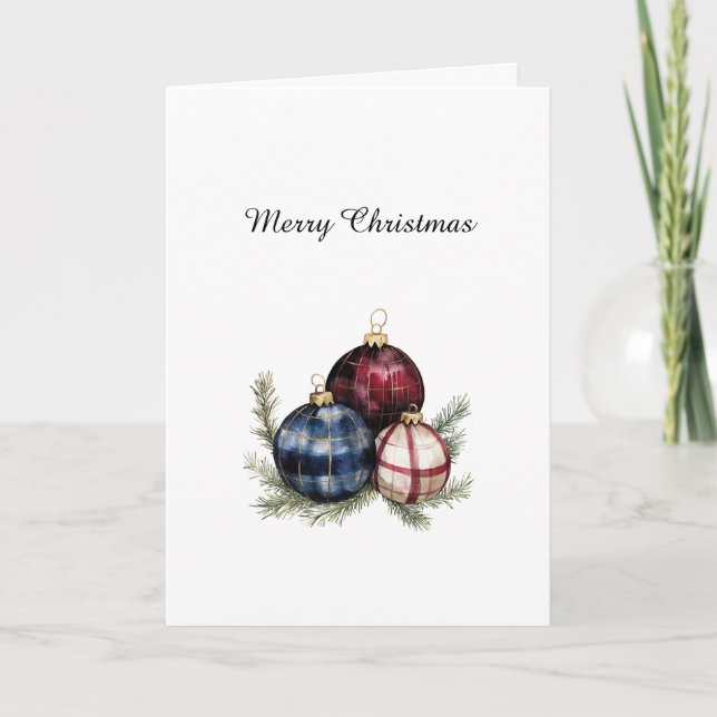 Red Blue Cream Country Christmas Ornaments Card (Front)