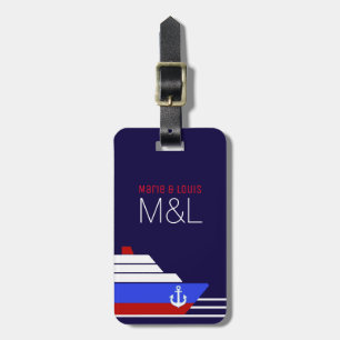 red/blue cruise sea travel personalized luggage tag