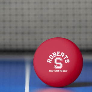 Red blue custom monogram name initial and team  ping pong ball
