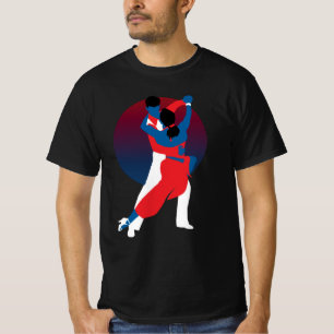 Red & Blue Dancing Silhouette - Tango dancers T-Shirt