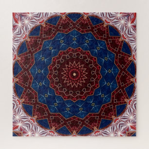 Red Blue Decorative Jigsaw Puzzle
