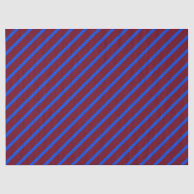 Red Blue Diagonal Stripes Tissue Paper (Front)