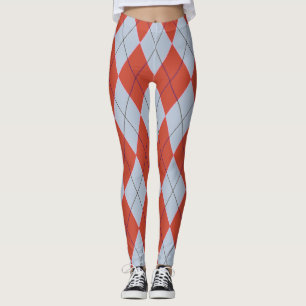 Red Blue Diamond Argyle Geometric Pants Leggings