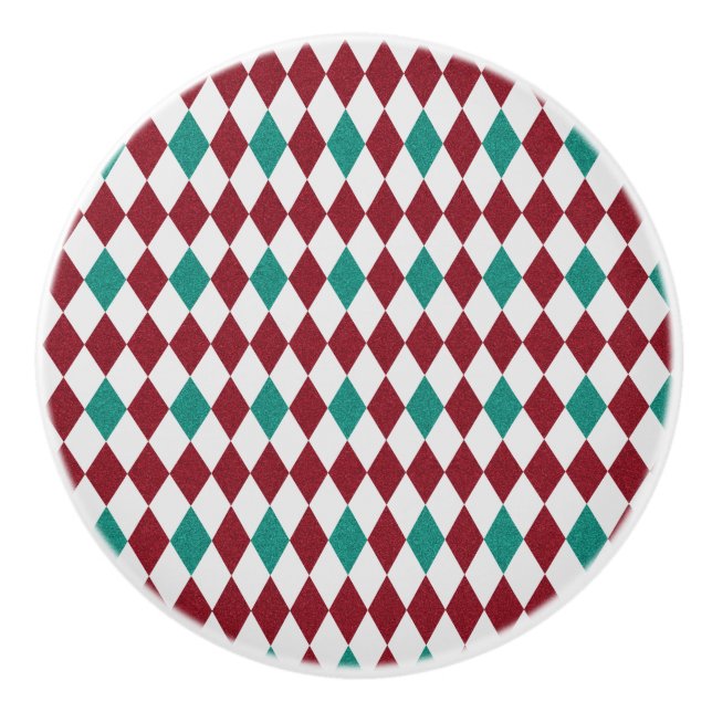 Red & Blue Diamond Glitter Ceramic Knob (Front)