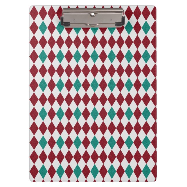 Red & Blue Diamond Glitter Clipboard (Front)