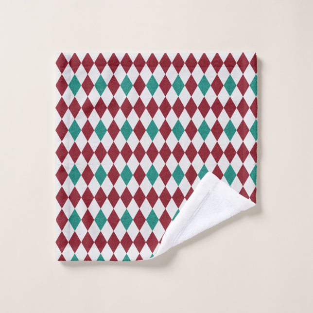 Red & Blue Diamond Glitter Wash Cloth (Wash Cloth)