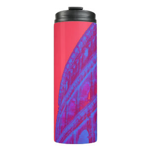 Red, blue digital art of Colosseum and statue Thermal Tumbler