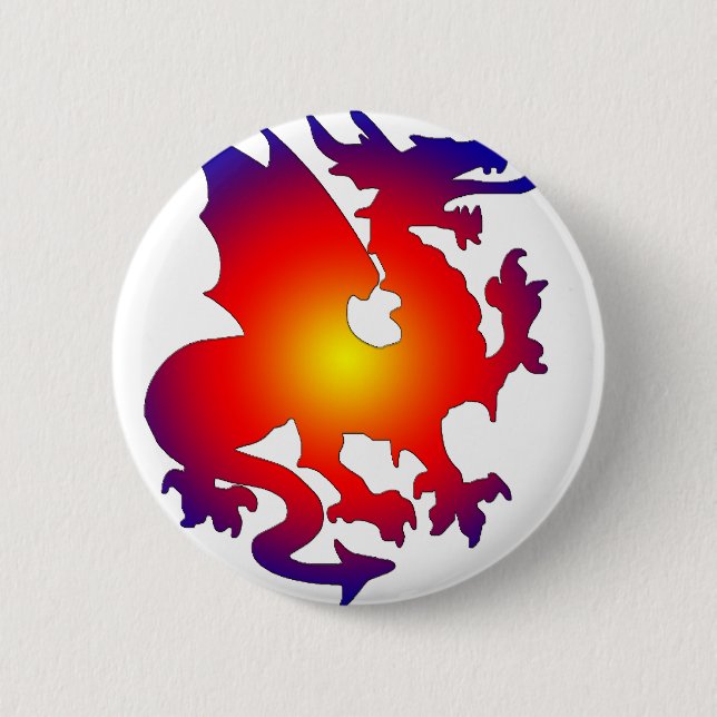 red blue dragon 2 inch round button (Front)