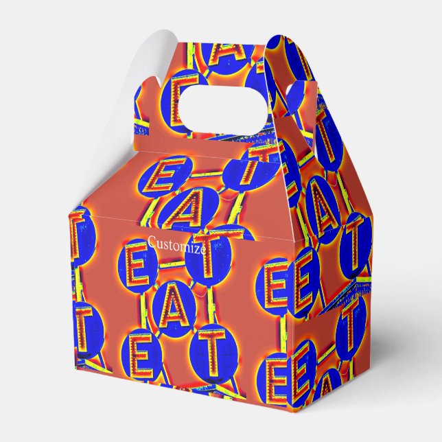 red/blue eat candy tin favor box (Front Side)