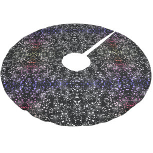 Red Blue Faux Glass Glitter Sparkle on Black Brushed Polyester Tree Skirt