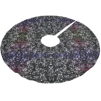 Red Blue Faux Glass Glitter Sparkle on Black Brushed Polyester Tree Skirt