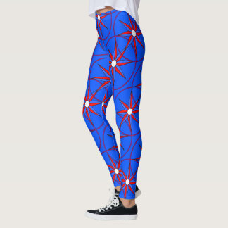 Red Blue Feminin Star  Leggings