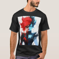 Red Blue Fire Ice Comic Style Anime Girl