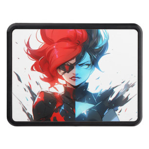 Red Blue Fire Ice Comic Style Anime Girl Trailer Hitch Cover