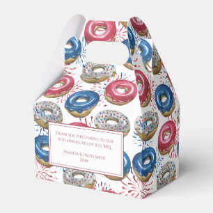 Red Blue Fireworks Doughnuts 4th of July Party Favor Box