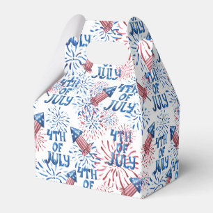 Red Blue Fireworks Firecracker 4th of July Favor Box