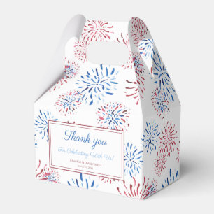 Red Blue Fireworks Firecracker 4th of July Party Favor Box