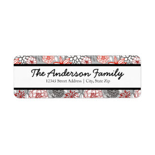 Red & Blue Floral - Address Labels