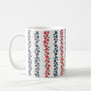 Red Blue Floral Country Farmhouse Pattern Coffee Mug