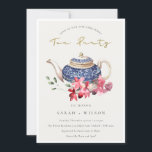 Red Blue Floral Teapot Christmas Tea Party Invite<br><div class="desc">For any further customisation or any other matching items, please feel free to contact me at yellowfebstudio@gmail.com</div>
