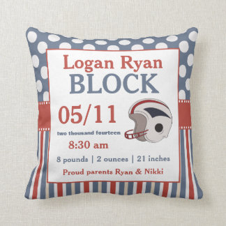 Red Blue Football Baby Announcement Pillow
