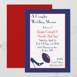 Red & Blue Football Couples Wedding Shower Invitation