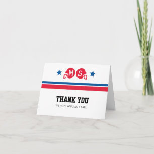 Red Blue Football Ticket Thank You Card