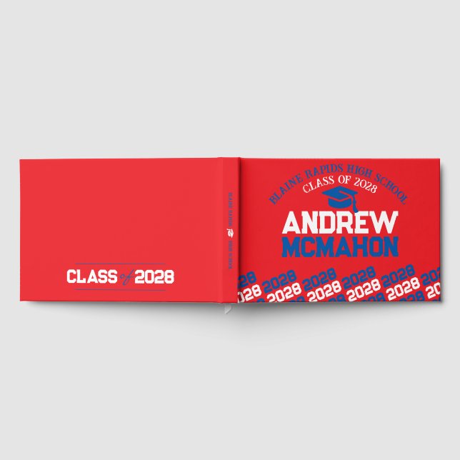 Red & Blue Graduation Personalized Guest Book (Full)