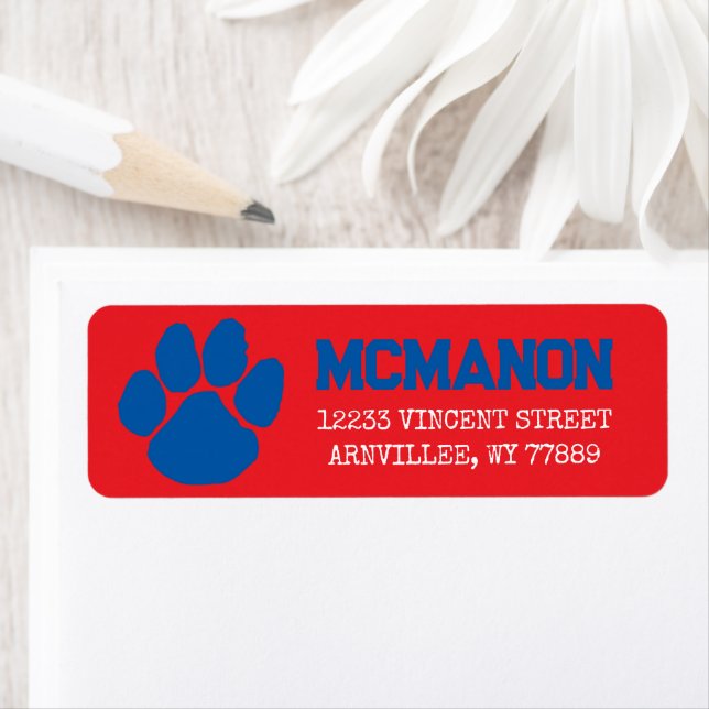 Red & Blue Graduation Return Address Labels (Insitu)