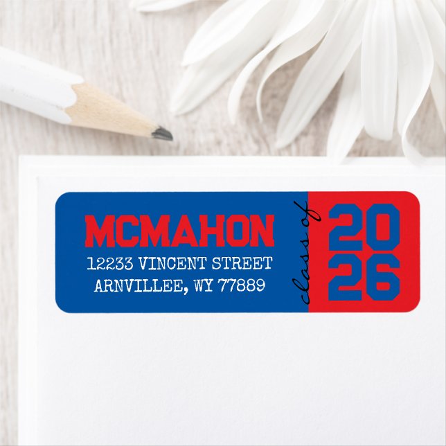Red & Blue Graduation Return Address Labels (Creator Uploaded)