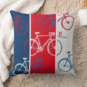 Red &Blue, graphic & cool Bicycles Throw Pillow