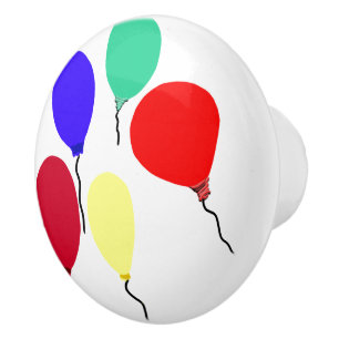 Red Blue Green Balloons Ceramic Knob