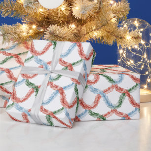 Red Blue Green Garland Christmas Wrapping Paper
