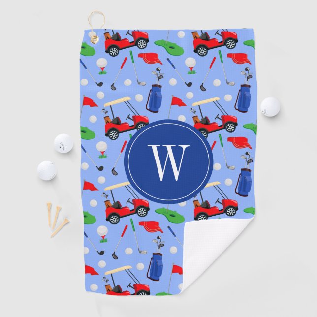 Red Blue & Green Golf Monogram Golf Towel (InSitu)