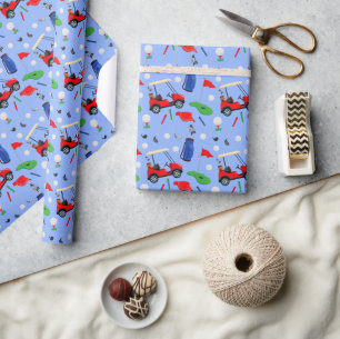 Red Blue & Green Golf Wrapping Paper