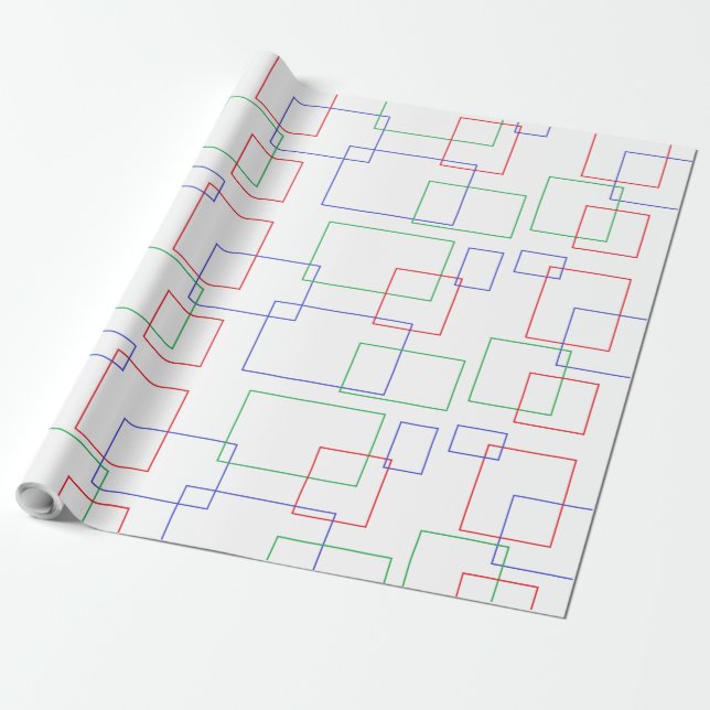 Red Blue Green Squares and Rectangles Abstract Wrapping Paper (Unrolled)