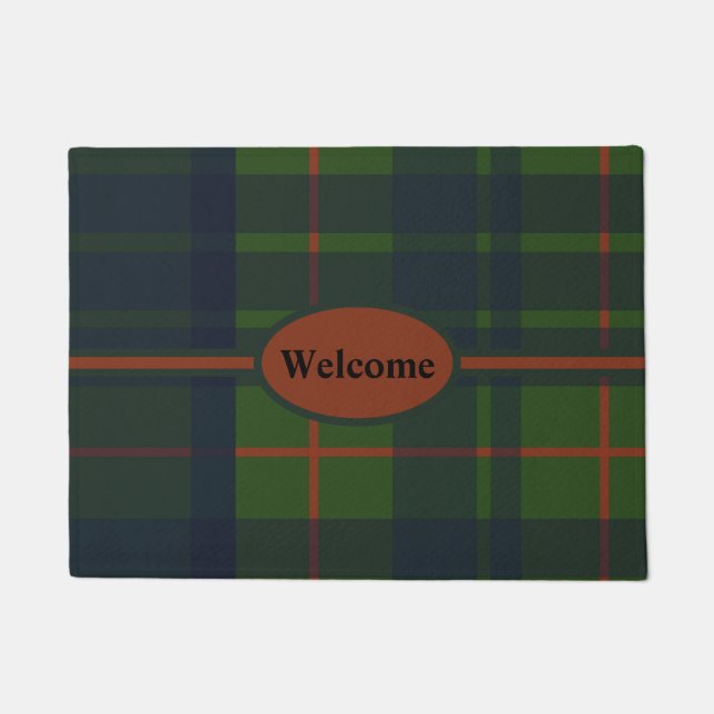 Red Blue Green Tartan Plaid Scottish Plaid  Doormat (Front)