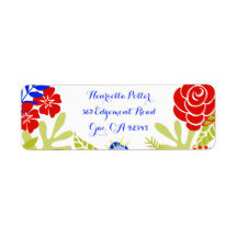 Red Blue Green Vintage Floral Pattern
